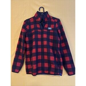 L.L.Bean Women's S REG Buffalo Plaid Fleece Quarter Snap Pullover Sweater 500757